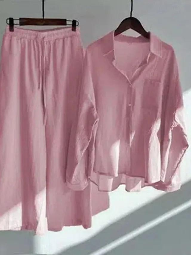 women-s-shirt-cotton-linen-sets-two-piec-pink-3