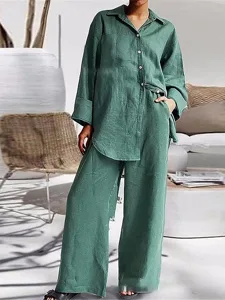 women-s-shirt-cotton-linen-shirts-button-green-6