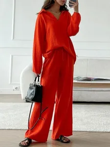 women-s-shirt-two-piece-sets-100-cotton-orange-5