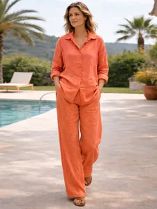 women-s-two-piece-sets-cotton-blend-sets-orange-4