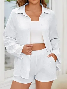 women-s-two-piece-sets-cotton-shirt-shor-white-5