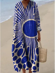 womens-midi-kleid-v-ausschnitt-lange-arm-blau-2