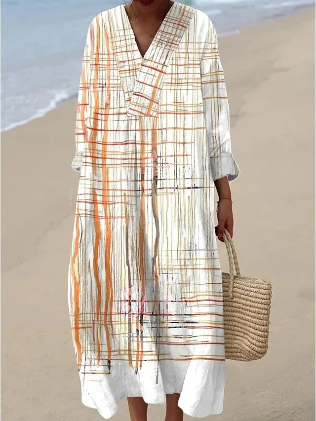 womens-midi-kleid-v-ausschnitt-lange-arm-cremefarben-4