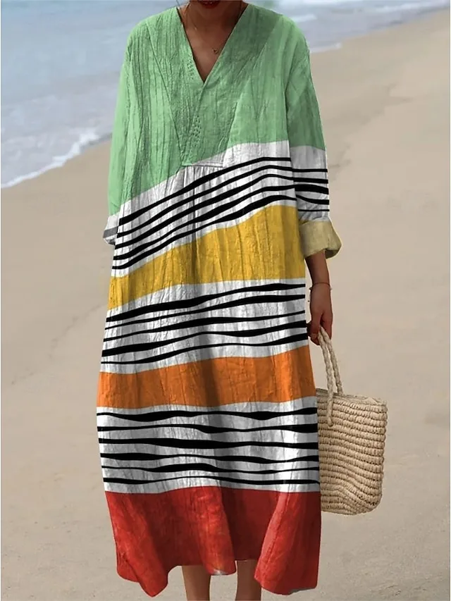 womens-midi-kleid-v-ausschnitt-lange-arm-grun-6