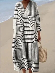 womens-midi-kleid-v-ausschnitt-lange-arm-hellgrau-6