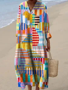 womens-midi-kleid-v-ausschnitt-lange-arm-regenbogen-4