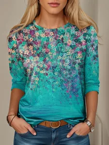 womens-t-shirt-langarm-casual-druck-regu-blau-1