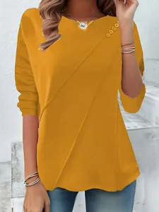 womens-t-shirt-langarm-einfarbig-stylish-gelb-7