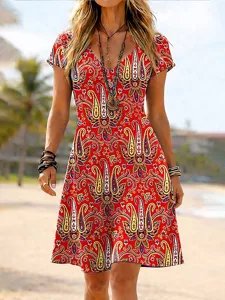 damen-knielanges-kleid-sommerkleid-t-shi-rote-4