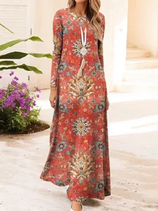 damen-maxi-kleid-vintage-bohemian-a-lini-dunkelrot-1