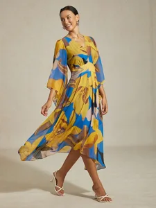 damen-maxikleid-chiffon-abstrakter-blume-gelb-1