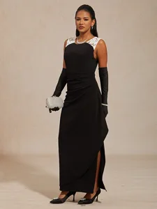 damen-maxikleid-etui-kleid-wickelkleid-e-schwarz-1