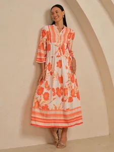 damen-maxikleid-orange-satin-lockere-pas-orange-1