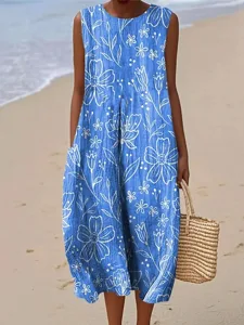 damen-midi-kleid-leinenahnliches-sommerk-blau-1