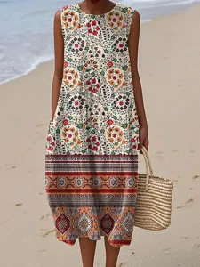 damen-midi-kleid-leinenahnliches-sommerk-orange-1