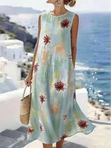damen-midi-kleid-leinenartige-sommerklei-grun-4