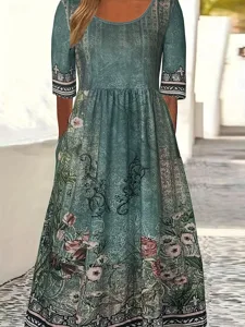 damen-midikleid-a-linie-kleid-figurbeton-dunkelgrun-5