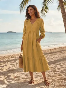 damen-midikleid-a-linie-kleid-sommerklei-braun-4