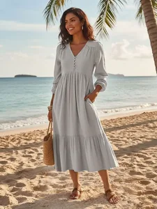damen-midikleid-a-linie-kleid-sommerklei-grau-3