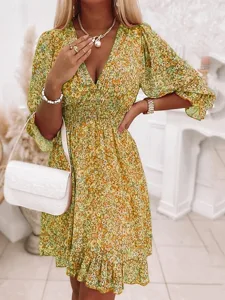damen-minikleid-boho-kleid-vintage-kleid-gelb-8