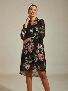 damen-minikleid-v-ausschnitt-hemdkragen-schwarz-1