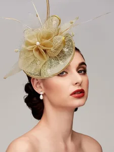 fascinator-hute-kopfschmuck-federn-netz-gold-7