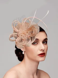 fascinator-hute-kopfschmuck-federn-netz-pfirsich-15