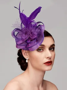 fascinator-hute-kopfschmuck-federn-netz-purpur-4