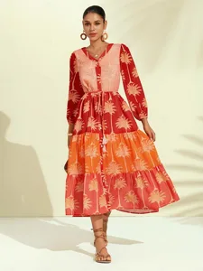 geblumtes-midikleid-mit-quasten-und-fran-orange-1