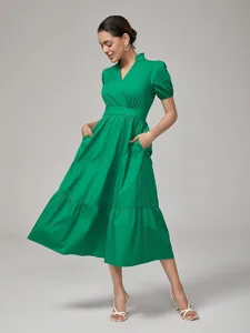 weiblich-freizeitkleid-grun-kurze-armel-default-2
