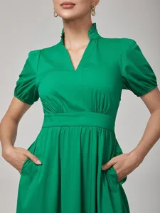 weiblich-freizeitkleid-grun-kurze-armel-default-3