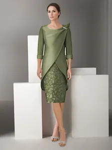 zweiteilig-schlauchkleid-kleid-sets-knie-armeegrun-9