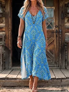 damen-midikleid-shiftkleid-lassig-normal-blau-2