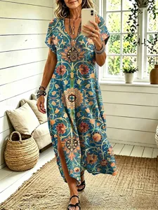 damen-midikleid-shiftkleid-lassig-normal-grun-14
