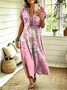 damen-midikleid-shiftkleid-lassig-normal-rosa-11