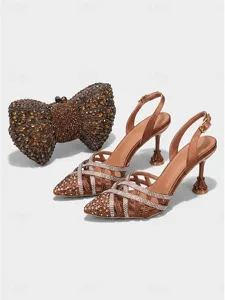 ensemble-chaussures-et-sac-rose-a-strass-marron-11