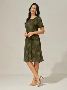 femmes-robe-longueur-genou-robe-en-chiff-olive-20