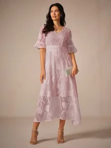 femmes-robe-maxi-robe-semi-formelle-robe-rose-claire-31