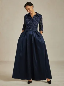 femmes-robe-maxi-robe-trapeze-robe-ajust-bleu-marine-1