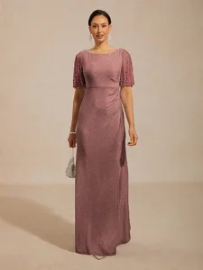 femmes-robe-maxi-robe-trapeze-robes-tail-rose-poussiereuse-1