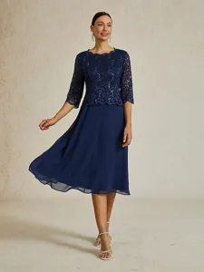 femmes-robe-midi-robe-en-chiffon-elegant-bleu-marine-8