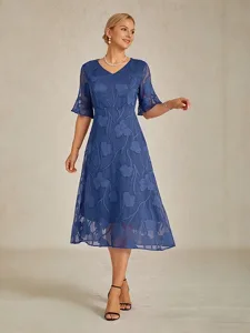 femmes-robe-midi-robe-trapeze-elegant-fl-wedgewood-7