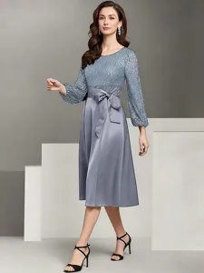 ligne-a-mi-long-robe-en-satin-robe-noire-bleu-de-la-mer-6