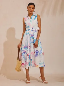 robe-longue-effet-lin-a-motif-meduse-vap-blanche-1