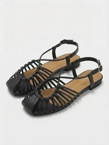women-s-gladiator-flat-sandals-woven-str-black-6