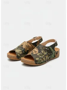 women-s-red-two-tone-wedge-sandals-arch-dark-green-7