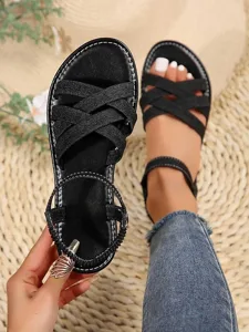 women-s-yellow-flat-cross-strap-summer-s-matte-black-12