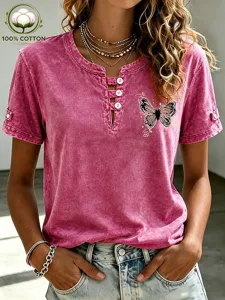 damen-100-baumwolle-t-shirt-vintage-gewa-rosa-2