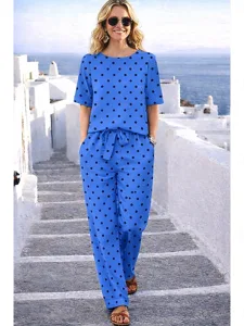 damen-baumwoll-leinen-sets-kurzarm-10285152-blau-5