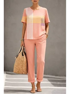 damen-baumwoll-leinen-sets-kurzarm-13957357-rosa-6